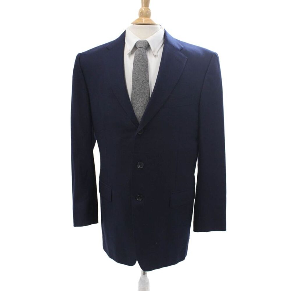 Ermenegildo Zegna Mens Suit Jacket Dark Blue 100% Wool Button Collared Size 52